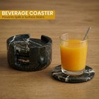 Black Zebra Marble Coasters Set Of 6 With Holder 3 5in Round Drink Coasters