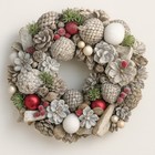 Snowy Pinecone Christmas Wreath Holiday Decor Ornaments Farmhouse Style 12 