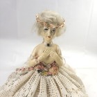 Antique Art Deco Romantic Chalkware Half Lady Doll Boudoir Pin Cushion