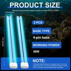 36w Uv Bulb Lamp For Jebao Pu-36w Filter 16   1 73 Inches  Transparent