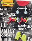 Flannel Back Vinyl Printed Tablecloth 60 round 4-6 People  Bbq Theme On Black ap