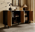 Boho Sideboard Buffet Cabinet Credenza Storage Cabinet Tv Stand Woven Doors