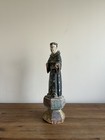 Antique Folk Art Carved Santos Figure Of Saint Anthony Of Padua 15    Tall