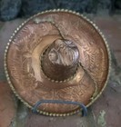 Vtg Hand Hammered Copper Mexican Sombrero Decorative Folk Art Dish trinket Tray