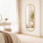 20 x51  Oval Full Length Wall Mirror  Antique Gold Vintage Long Oval 20x51 