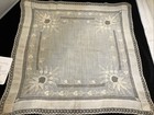 1653    vtg Antique Early 1800s Wedding Whitework   Lace Handkerchief As Found