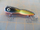 Vintage Luhr-jensen Wooden Chug Eye - Black   Goldflash Orange Belly -  4 Inch