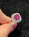 3ct Cushion Lab Created Tourmaline Women s Engagement Ring 14k White Gold Plated