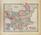Original 1855 Colton s Hand Colored Map Of Turkey In Europe