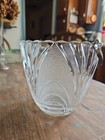 Vintage Mcm Pressed Glass Ice Bucket W Hammered Metal Handle 148