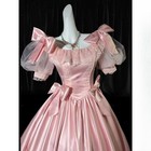 Pink Evening Dresses A-line With Lace Bows Ball Gown Satin Bespoke Party Dress