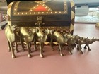 Antique Solid Brass Camel Figurine Set With Ornate Box