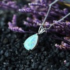 Minimalist Droplet White Fire Opal Pendant Sterling Silver Dainty Necklace Gift