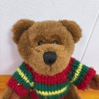 Vtg Hugfun Int l Brown Jointed Teddy Bear Winter Sweater Plush Stuffed Animal