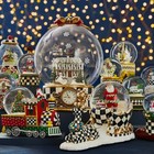 Mackenzie Childs Musical Candy Cottage Gingerbread W  Checks Snow Globe M26-5