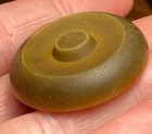 Unique Shape Large Olive Green Vintage Antique Old Button Raised Center  5427