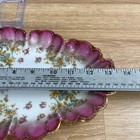Haviland Limoges France Floral Celery Tray Magenta Scalloped Gold Gilt Antique