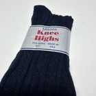 Vtg Socks 80s Cable Knit Blue 21  9-11 Usa Stocking School Misses Knee Highs