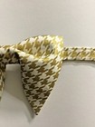 Handmade Gold white Houndstooth Bow Tie Vintage Style 70s Wedding Prom Gift