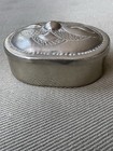 Vintage Embossed Hammered Silver Tone Oblong Pill Trinket Box - 2    X 1 5   