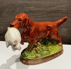 Vintage 1980s Hunting Irish Setter Dog   Fowl Handpainted Ceramic Figurine 9 5   