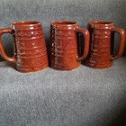 German Dot Mug Beer Stein Stoneware Pottery Brown Usa Vintage Retro  Set Of 3