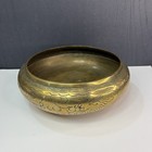 Antique Chinese Brass Dragon Bowl Censer Qing Dynasty Etched Vintage Asian