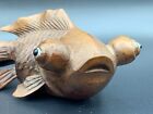 Vintage Antique Japanese Art Hand Made Rose Wood Koi Fish Sculpture Glass Eyes