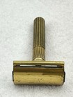 Vintage Gold Tone Gillette Safety Razor W original Case Good Condition