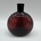 Vintage Amethyst Quilted Diamond Pattern Mold Blown Glass Flask