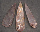 3 Slightly Bent 5   Flint Arrowhead Spear Project Point Knife Blade Bb757