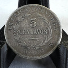 1887 Costa Rica 5 Five Centimos  Silver  Km  125  Low Mintage 