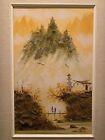 Preowned Original Chinese Mixed Media Of Mountain Bridge Framed By Chen Mao