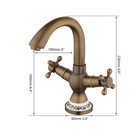 Bathroom Basin Antique Brass 2 Handles Ceramic Base Deck Mounted Faucet Taps