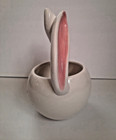 Teleflora Gift White Ceramic Bunny Planter Easter Basket  Candy Bowl Pre-owned 