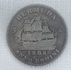 1808 Bermuda Large Nickel Fantasy 5 Shillings Pattern Sailing Ship george Iii
