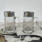Vintage Glass Beer Stein Mug Retro Salt   Pepper Shakers Collectible Heavy Glass