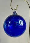 Art Glass Ornament Cobalt Blue Swirl Ball Orb Hand-blown 3 5   