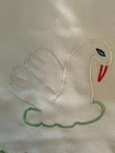 Handmade Vintage Inspired Swan Baby Bib Crochet Edging Ribbon Tie White Green