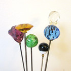 Lot Of 6 Antique Glass Hatpins Group  6