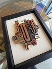Vintage Letterpress Wood Type With Linen Mat And Black Shadowbox Frame