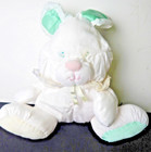 Vtg Fisher Price Puffalump Bunny Rabbit Rattle 1988 White Green Rattle Read
