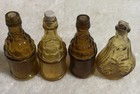 Vintage Lot Of 4 Miniature Glass Bottles  2-brown 2-yellow