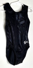 Gk Elite Cm Gymnastics Leotard Child Medium M Solid Black Foil Tank Style