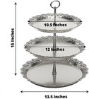 15 In Metallic Silver 3 Tier Plastic Cupcake Stand Round Dessert Display Tower L