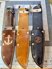 Leather Sheath Only For Pal Rh-36  Remington  And Other Hunting Knife Navy  Usmc