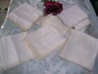  r Lot Of 6 Vintage Bridal White Irish Linen Handkerchiefs Tatted Lace Hemstitch