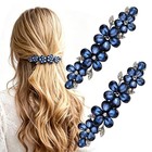 2 Pcs Blue Rhinestone Flower Hair Clips  Sparkly Crystal Bridal Hair Accessories