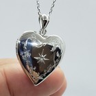 Sterling Silver Diamond Heart Locket For 2 Photo 3 4inch W out Necklace 16-24 