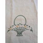 Vintage Linen Kitchen Dish Towel Embroidered Floral Design